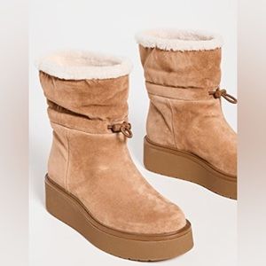 Vince Bellingham shearling-lined suede platform wedge boots EU 40 US 9 M